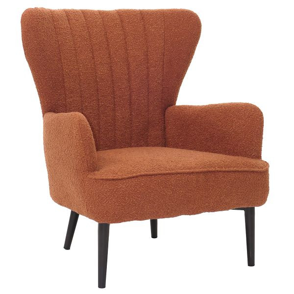 Mendler Lounge-Sessel HWC-K37, Cocktail-/Ohrensessel Polsterstuhl Retro Vintage Stoff Bouclé (600g/m²) Öko-Tex, terrakotta, 109068