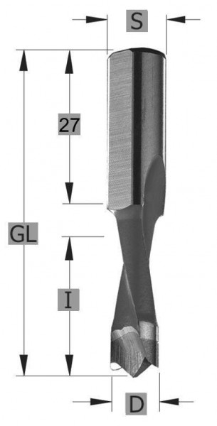 Edessö Dübelbohrer HW S10, A: 10, B: 27, GL: 57,5 - LH, 142210002