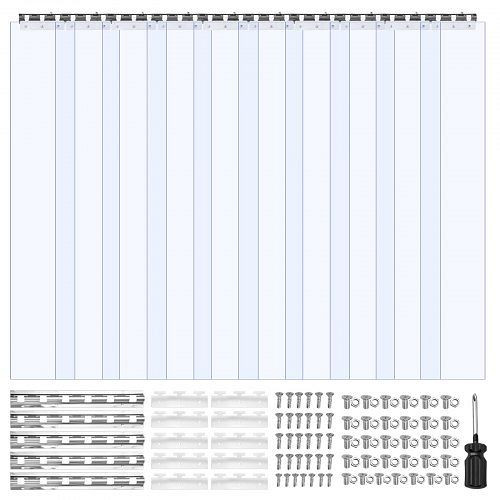 VEVOR PVC-Streifenvorhang, 1524x2440 mm, 2 mm dick, 10er-Pack, -20-60℃, glatte, transparente Türstreifen, PZPVCML6096IVG8R6001V0