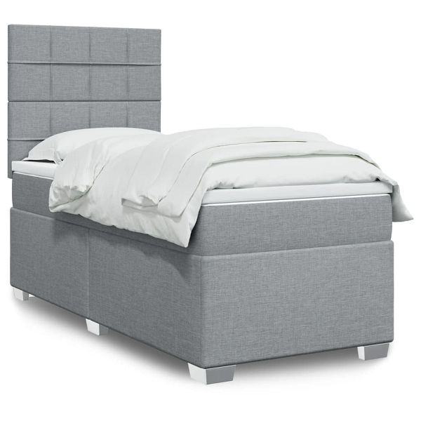 vidaXL Boxspringbett mit Matratze Hellgrau 80x200 cm Stoff, 3290315