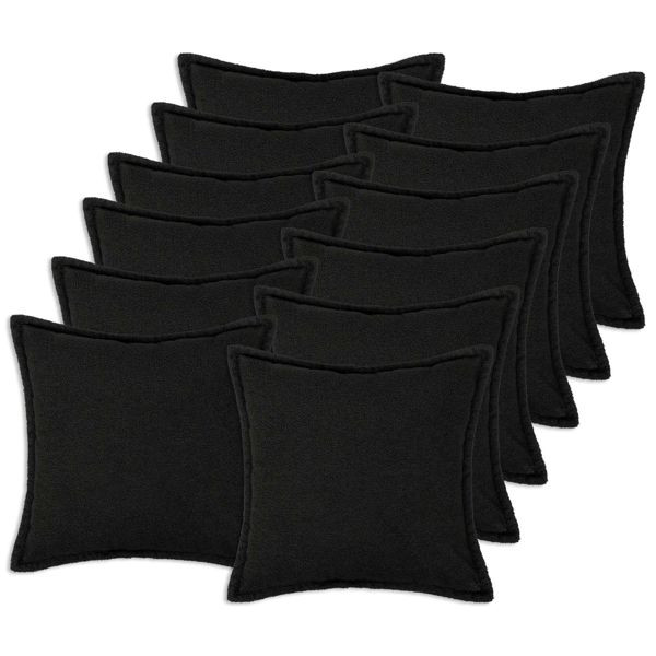vidaXL Kissenbezug 12 pcs HOUTEN Schwarz 45 x 45 cm Bouclé, 918675