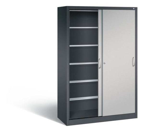 C+P Schiebetürenschrank Acurado, H1950xB1200xT500mm, Farbe: Schwarzgrau / Weißaluminium, Bügelgriff, 2050-60 S10032