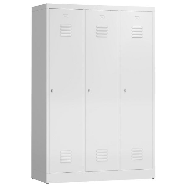 Lüllmann ClassiX Garderobenschrank, 3 Abteile mit S/W-Trennung, 1800 x 1185 x 500 mm, signalweiß, X-515137