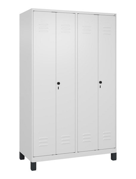 C+P Umkleidespind Classic PLUS, Doppel-Spind, Füße, 4 Abteile, 1950x1200x500mm, 9016/9016, Drehriegel, 080012-40P S10002