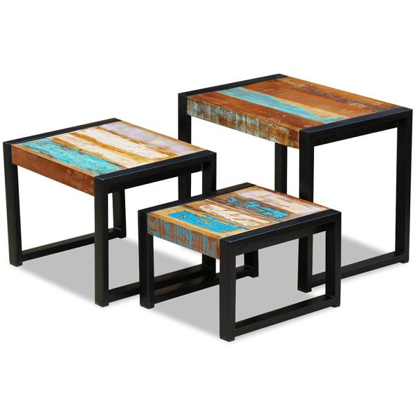 vidaXL 3-teilig Satztisch-Set Altholz, 243279