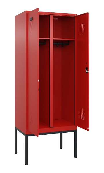 C+P Schwarz-Weiß-Spind Evolo PLUS, Gestell, 2 Abteile, 2120x800x500mm, 3020/3020, Zylinderschloss, 0490327-22 S10052