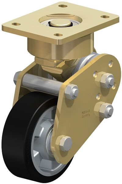 Blickle LPFE-ALEV 127K-SG Schwerlast-Lenkrolle mit Polyurethan-Drehfedern, Elastik-Vollgummi, Grau, 853732