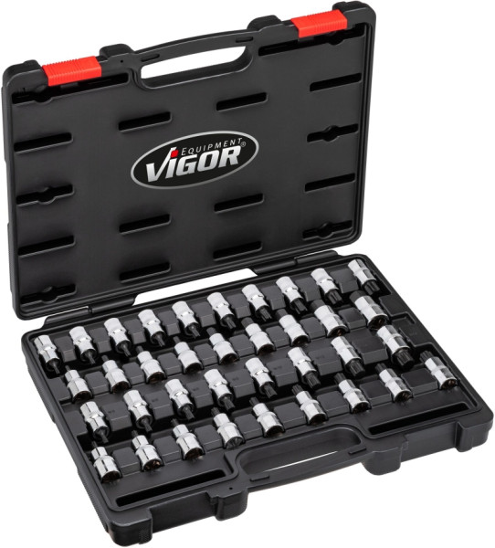 VIGOR Schraubendreher-Einsatz Satz, M5 - M16, T20 - T70, Anzahl Werkzeuge: 36, V2496