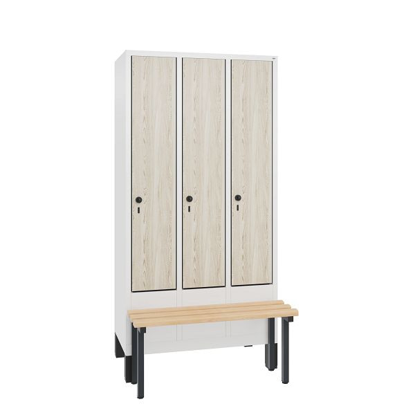 C+P Spind Evolo, 3 Abteile, H1850xB900xT815 mm, Weiß/HPL Esche, 48030-30 S10427