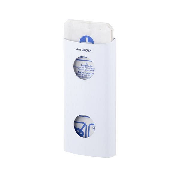 Air Wolf Hygienebeutelspender, Serie Alpha, H x B x T: 262 x 117 x 35 mm, Edelstahl weiß, 60-139