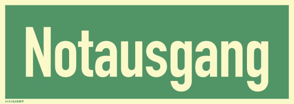 Moedel Notausgang, Textschild, Folie, langnachleuchtend, 160-mcd, 297x105 mm, 60912