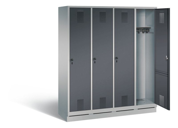 C+P Garderobenschrank Evolo, H1800xB1590xT500mm, Farbe: Weißaluminium / Anthrazitgrau, 48020-42 S10617