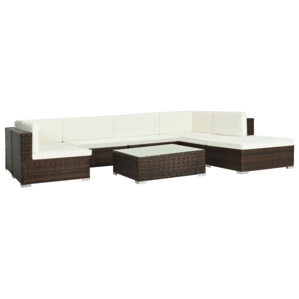 vidaXL 8-tlg. Garten-Lounge-Set mit Auflagen Poly Rattan Braun, 44609