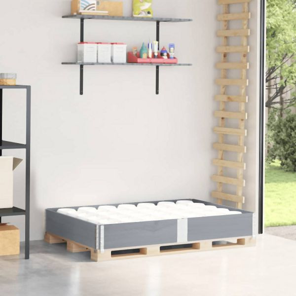 vidaXL Paletten-Aufsatzrahmen Grau 150x100 cm Massivholz Kiefer, 4010303