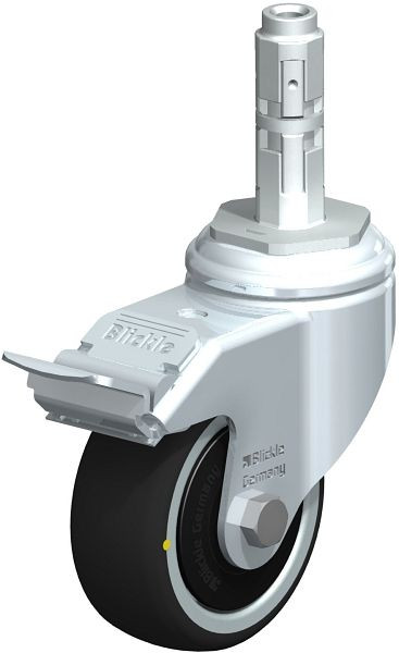 Blickle LKRA-PATH 80K-11-FI-ELS-FK-E12 Apparate-Lenkrolle mit Expander & Feststeller, Thermoplastisches Polyurethan, Grau, 848714