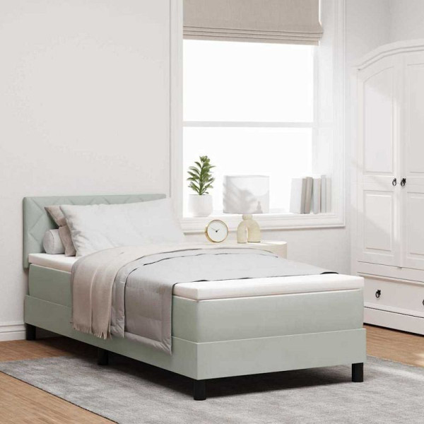vidaXL Boxspringbett mit Matratze Hellgrau 90 x 200 cm Stoff, 3339212