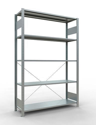 Schulte Fachbodenregal, Grundfeld, 5 Lagerebenen, Kreuzstrebe, Fachlast 150 kg, 1360 x 436 x 2000 mm, 278711
