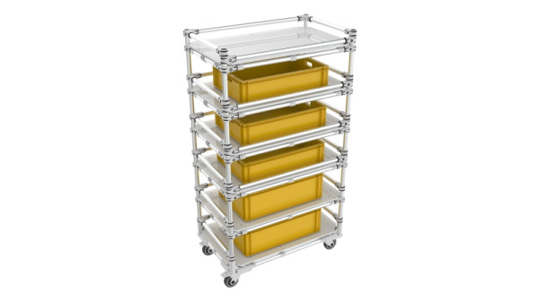 TRILOGIQ 6-stöckiges mobiles Regal, 900 x 550 x 1610 mm, 20965-01
