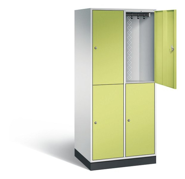 C+P Spind doppelstöckig XL Intro, H1950xB820xT590mm, Farbe: Lichtgrau / Viridingrün, 8270-203 S10033