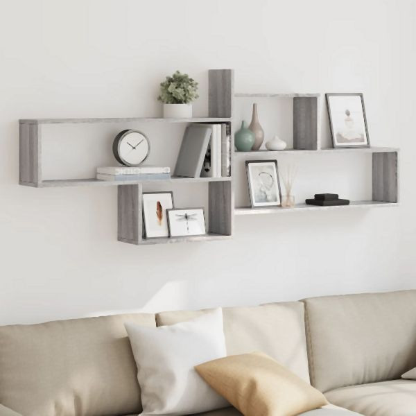vidaXL Wandregal Grau Sonoma 167,5x18x68 cm Holzwerkstoff, 853322