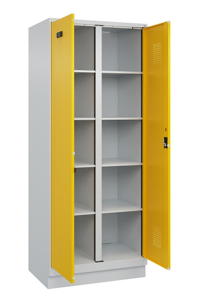 C+P Wäsche-Spind Evolo PLUS, mit Sockel, 2 Abteile, 1950x800x500mm, 7035/1023, Verschluss Zylinderschloss, 049022-22B S10028