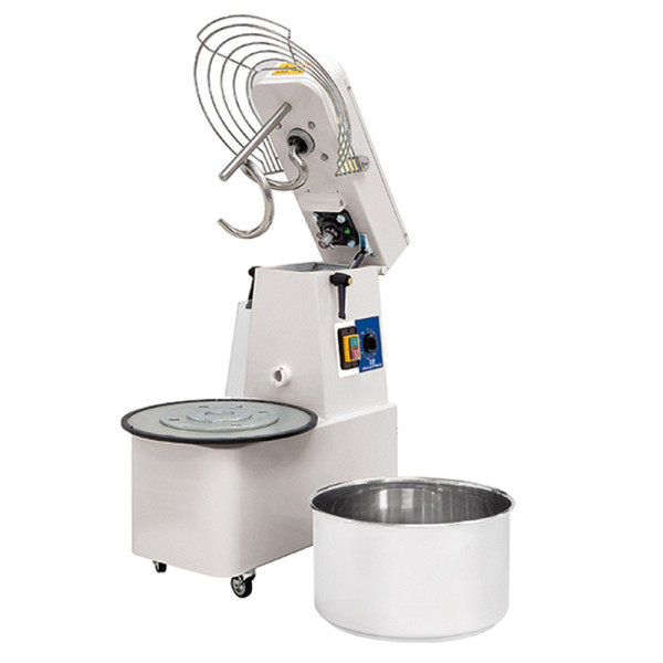 Mastro Spiralteigkneter auf Räder, 35 kg/41 Liter, 1 Geschwindigkeit, mit Timer und abnehmbarer Wanne, CBD0012/PR