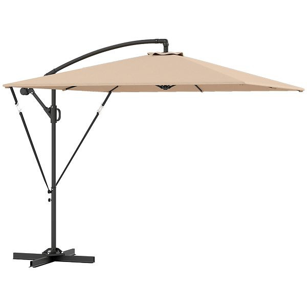 Outsunny Ampelschirm Ø260 cm Sonnenschirm mit UV-Schutz 50 wasserabweisend, Khaki, 84D-419V00KK