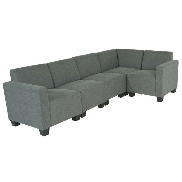 Mendler Modular Sofa-System Couch-Garnitur Lyon 5, Stoff/Textil, grau, 75191+75192+2x75186+75187+75188