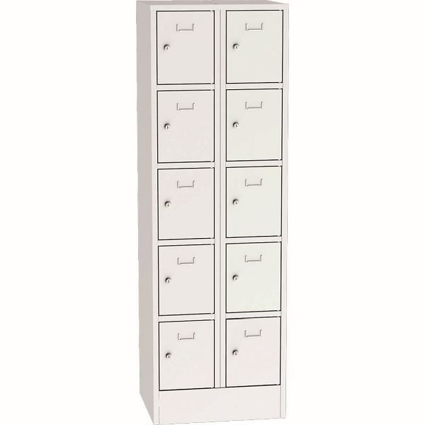 Deskin Schließfach-Stahlschrank SYSTEM SP1 COLOR, Korpus und Türen Lichtgrau RAL 7035, H 1850 x B 600 x T 500 mm, mit Zylinderschloss, 282141