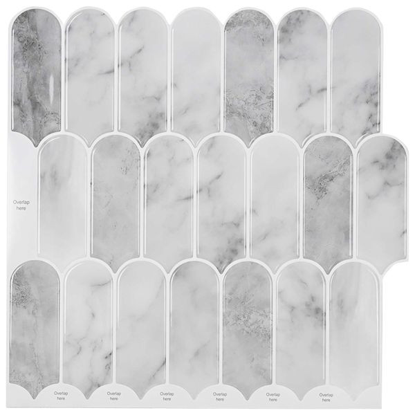 vidaXL Federfliese 50-teilig Grau Marmor 30 x 30 cm Polyurethan und PET, 42046194
