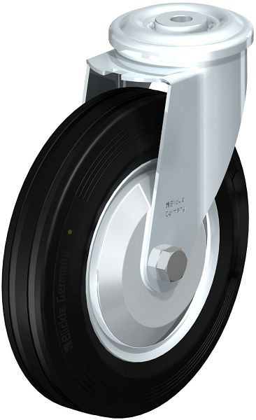 Blickle LER-VE 200R-EL-FA Stahlblech-Lenkrolle mit Rückenloch, Vollgummi, Schwarz, 748845