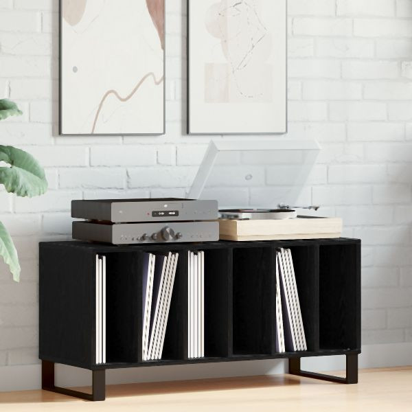vidaXL Record Cabinet Schwarz Eiche 100x38x48 cm Werkstoff, 862907