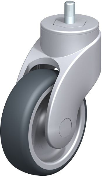 Blickle LWG-TPA 101G-GS10 Kunststoff-Lenkrolle WAVE mit Gewindestift, Thermoplastisches Gummi-Elastomer, Grau, 744753