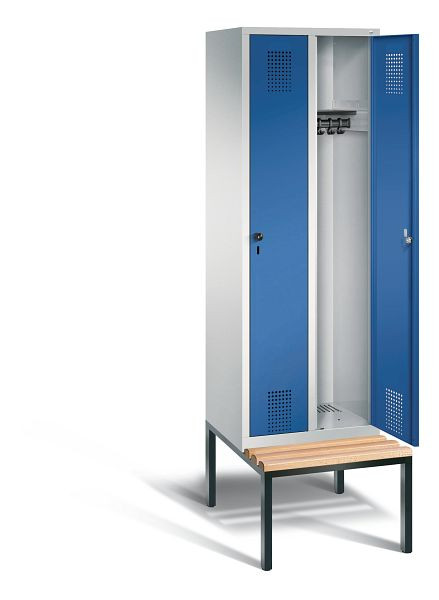 C+P Garderobenschrank Evolo, H2090xB610xT815mm, Farbe: Lichtgrau / Enzianblau, 48050-20 S10010