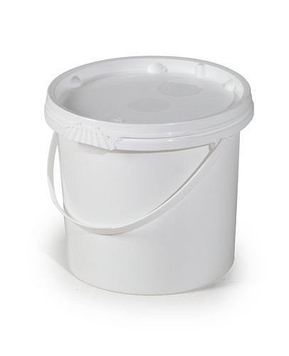 DENIOS UN-Eimer aus Polypropylen (PP), 5,5 Liter, weiß mit Deckel, VE: 10 Stück, 251246