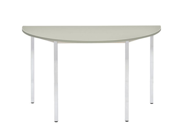 Bisley MULTI Desking Mehrzwecktisch, halbrund, verchromt, 25 mm, Dekor G grau, H 740 x B 1400 x T 700 mm, MTC25H1407G399