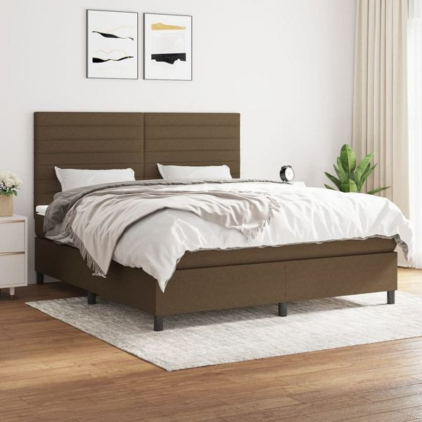 vidaXL Boxspringbett mit Matratze Dunkelbraun 180x200 cm Stoff, 3141876