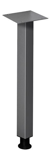 Hammerbacher Stützfuß STFQ quadratisch, Farbe: Graphit, Quadratrohr 60 x 60 cm, mit Anschraubplatte, Höhe einstellbar von 65,5 - 78,5 cm, VSTFQ/G