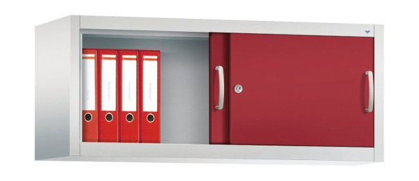 C+P Aufsatzschrank Acurado, H500xB1200xT400mm, Farbe: Lichtgrau / Rubinrot, Bügelgriff, 1 OH, 2044-00 S10042
