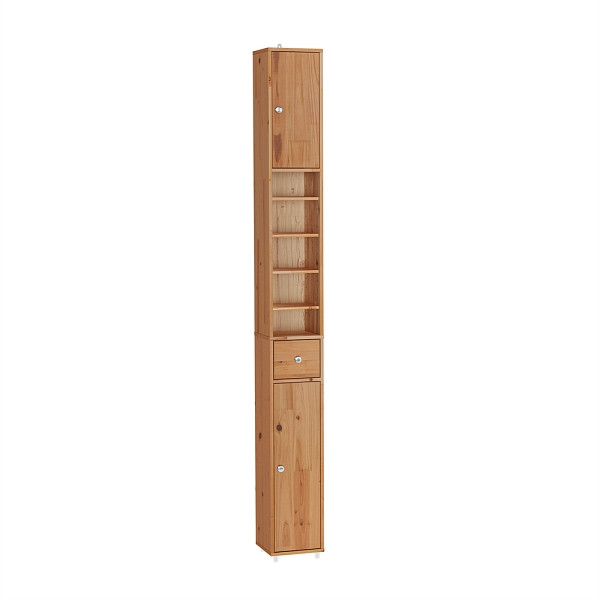 SoBuy Badezimmerhochschrank mit einer Schublade Hellbraun 20x20x180 cm, Funktional, BZR34-II-SH
