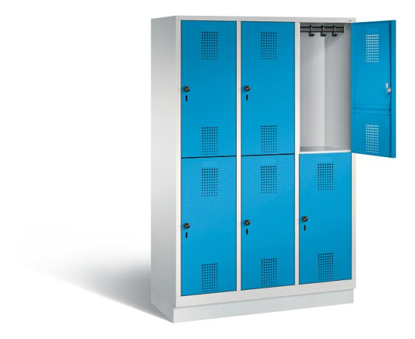 C+P Spind doppelstöckig Evolo, H1800xB1200xT500mm, Farbe: Lichtgrau / Lichtblau, 48320-32 S10044