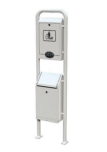 Renner Hundetoilette mit integriertem Beutelspender und Behälter, Volumen 1.000 Beutel, verzinkt, beschichtet, anthrazit-eisenglimmer, 7077-30PB DB703