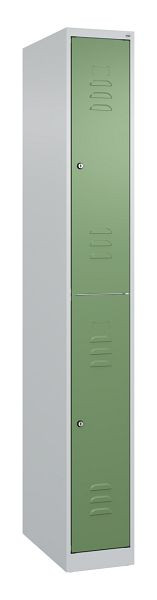 C+P Doppelstöckiger Spind Classic PLUS, 1850x250x500mm, 7035/6011, Zylinderschlösser, 080300-19 S10020