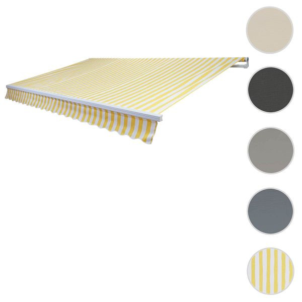 Mendler Ersatz-Bezug für Markise T791, Gelenkarmmarkise Ersatzbezug Sonnenschutz, 4,5x3m, Acryl gelb-weiß, 77456