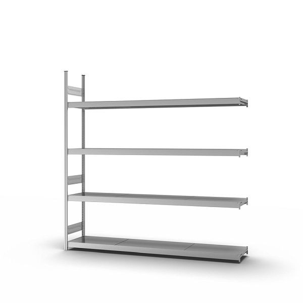 hofe Großfach-Anbauregal, 2500x400x2500 mm, 4 Fachebenen, verzinkt, 350 kg Fachlast, 1750 kg Feldlast, zweiseitige Bedienung, GZA25425B