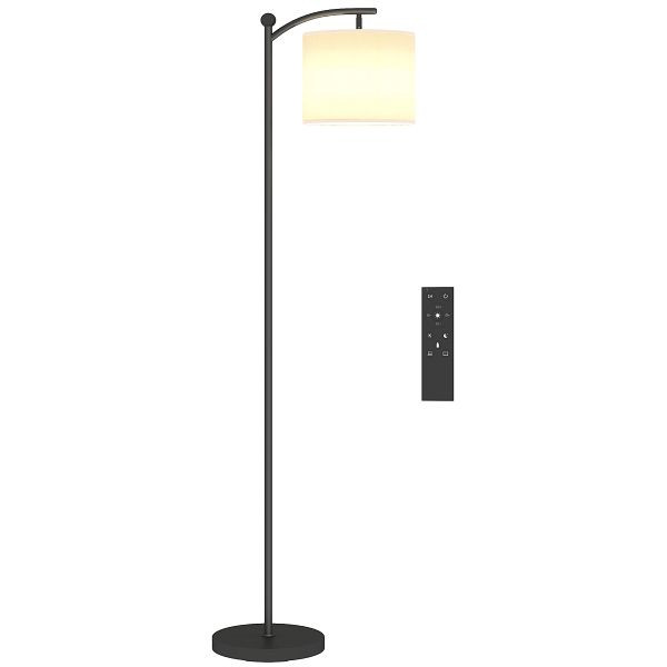 HOMCOM Stehlampe, verstellbare Lichtoptionen, Fußschalter, Fernbedienung, Metall, Schwarz, B31-544V90BK