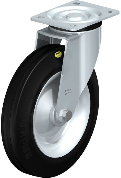 Blickle L-RD 252R-3 Stahlblech-Lenkrolle, mittelschwere Ausführung, mit Anschraubplatte, Zweikomponenten-Vollgummi, Schwarz, 83782