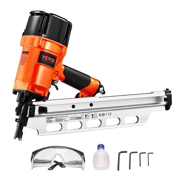 VEVOR Druckluft Nagler Nagelpistole, Klammergerät 50 bis 90 mm 21° Vollrundkopf, QDKJDQ2150906QY53V0