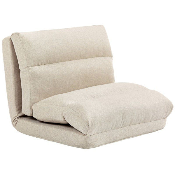HOMCOM Sitzsack mit Bettfunktion, neigbare Lehne, klappbar, bis 120kg, 70 x 72 x 56 cm, Beige, 839-967V00BG