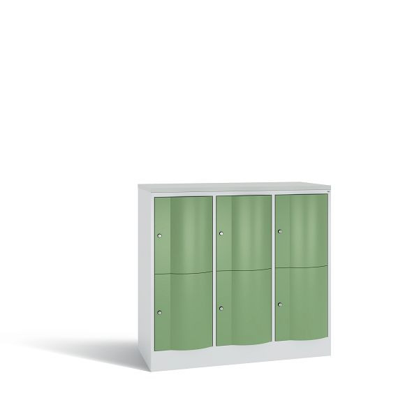 C+P Schließfachschrank Resisto,6 Fächer,H1077xB1148xT540mm,Grau/Resedagrün/DBSHellgrau, 8472-372 S10195